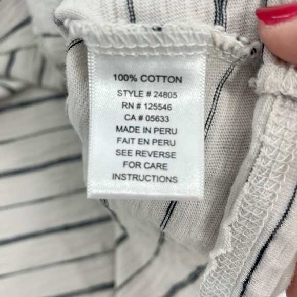 HABITAT CLOTHES SIERRA PULLOVER Beige and Black Stripe Cotton Asymmetrical Top - Picture 6 of 8